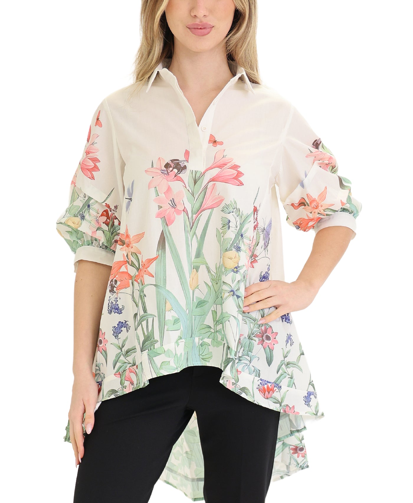 Floral Print Hi-Lo Blouse view 1