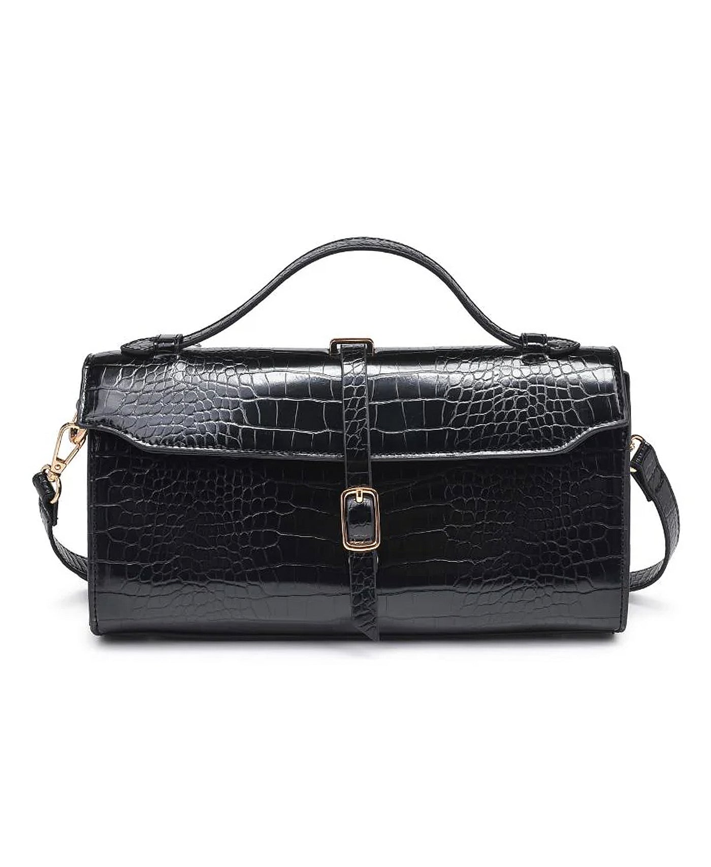 Vegan Leather Crocodile Print Crossbody Bag view 1