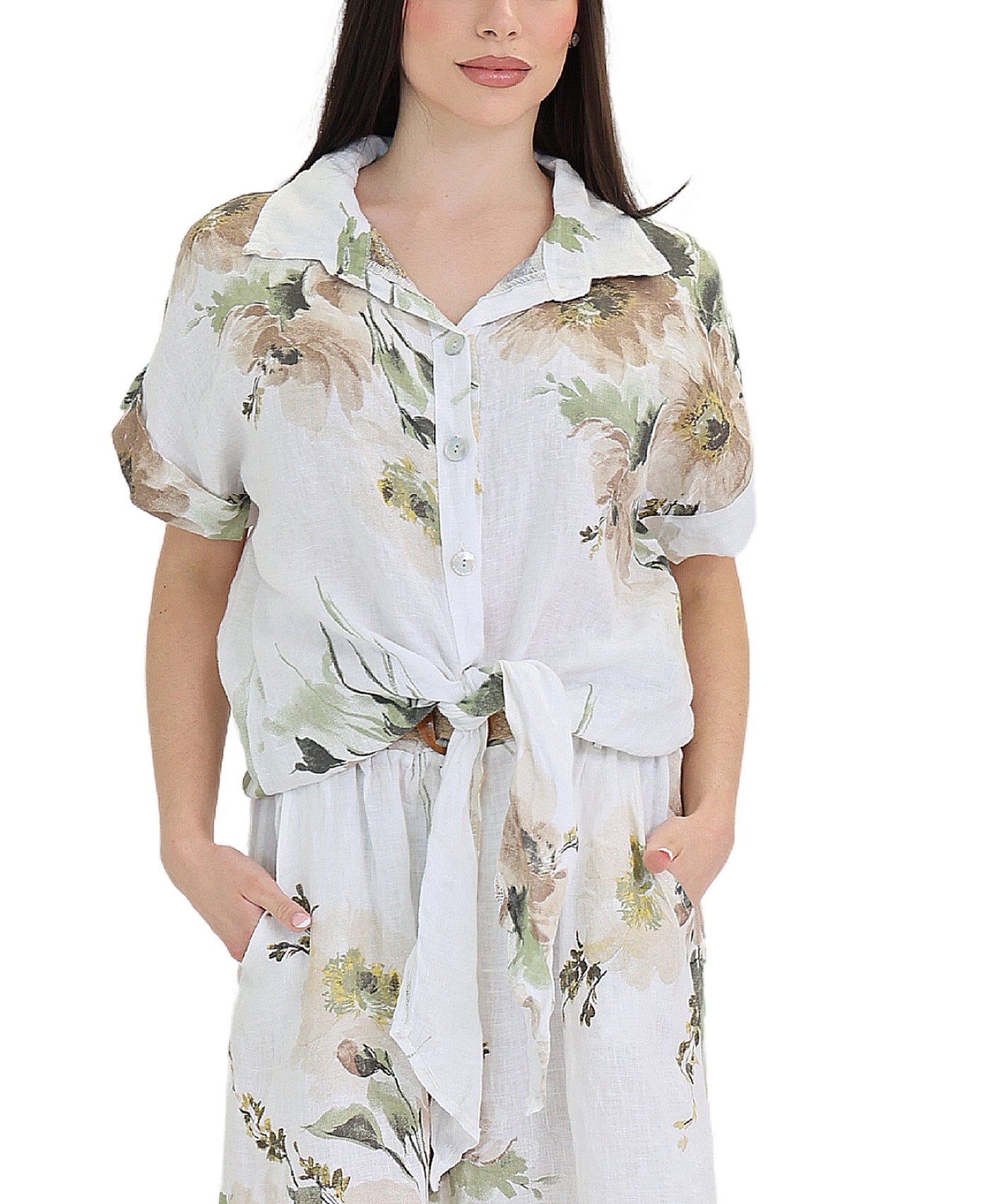 Linen Floral Shirt view 1