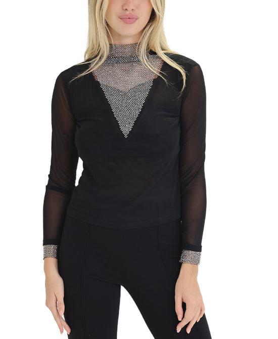 Sheer Mesh Top w/ Rhinestones view 1