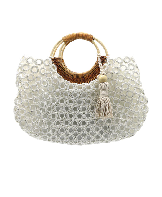 Round Crochet Handbag w/ Tassel view 1