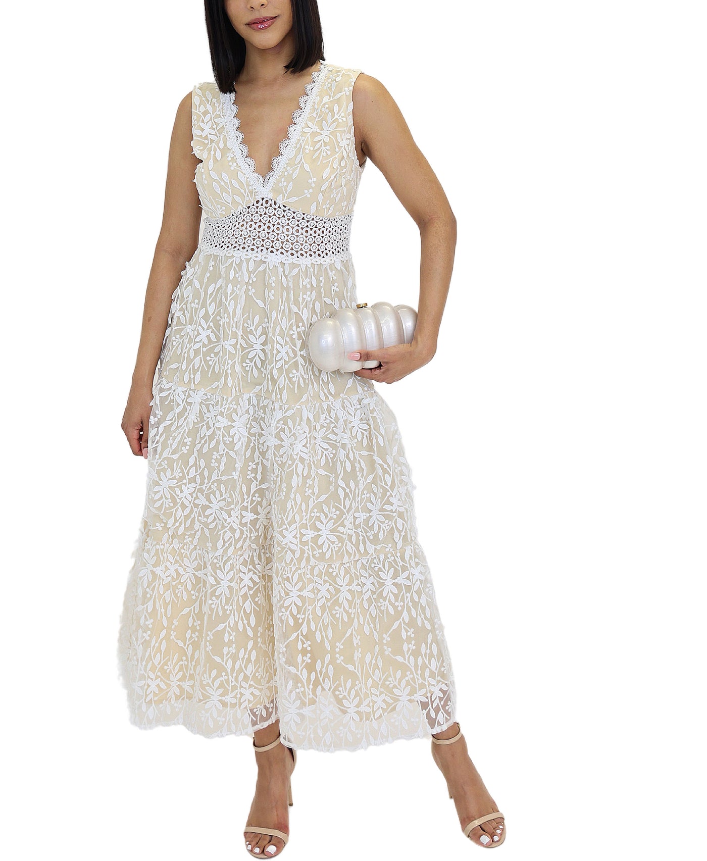 Two Tone Lace Maxi Dress view 1