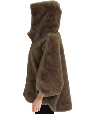 Reversible Faux Fur & Faux Suede Cape w/ Hood image 3