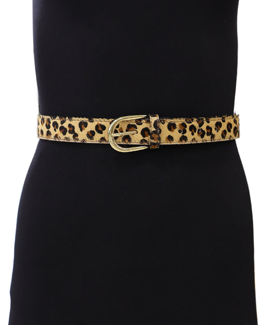 Faux Calf Hair Leopard Buckle Belt view 