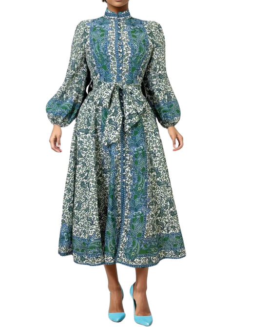 Paisley Print Midi Dress view 