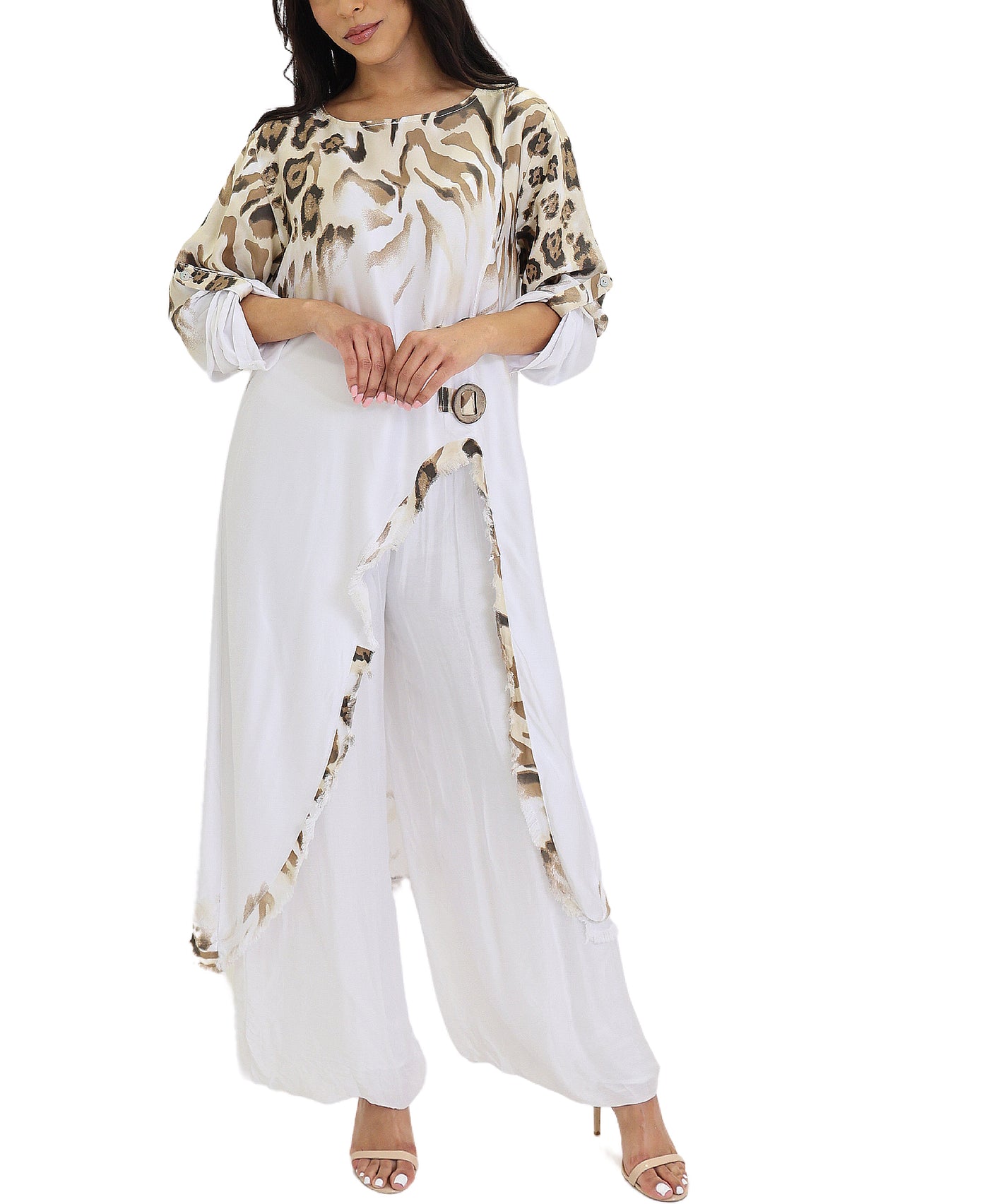 Satin Leopard Print Asymmetrical Tunic