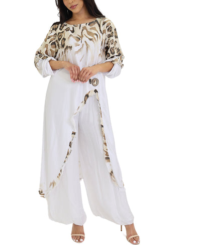 Satin Leopard Print Asymmetrical Tunic image 2