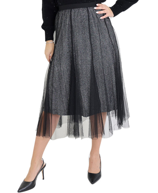 Shimmer Skirt w/ Tulle Overlay view 