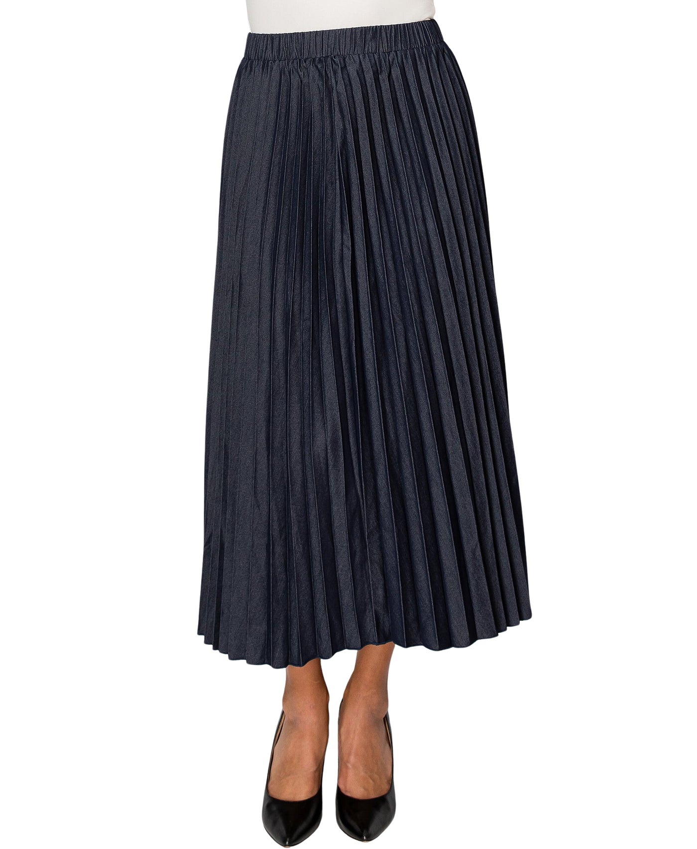 Denim Pleated Skirt view 1