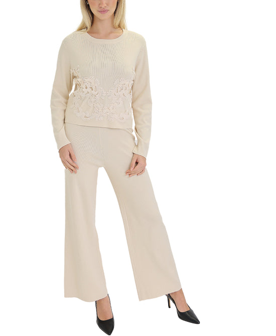 Crochet Detail Sweater & Pants Set- 2 Pc Set view 