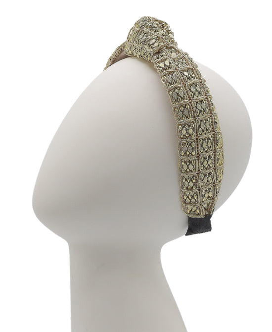 Metallic Knotted Headband w/ Beads view 