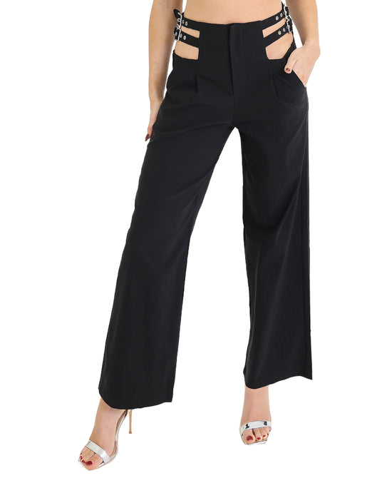 Pants w/ Cutout & Rhinestone Buckles view 