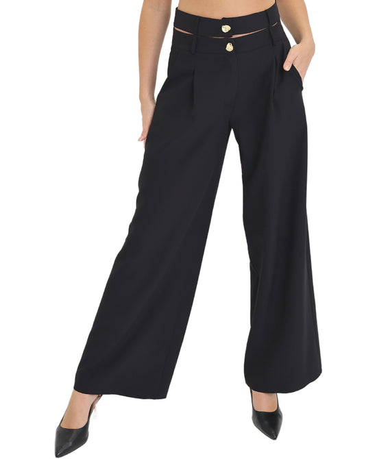 Wide Leg Pants w/ Metal Detail view 