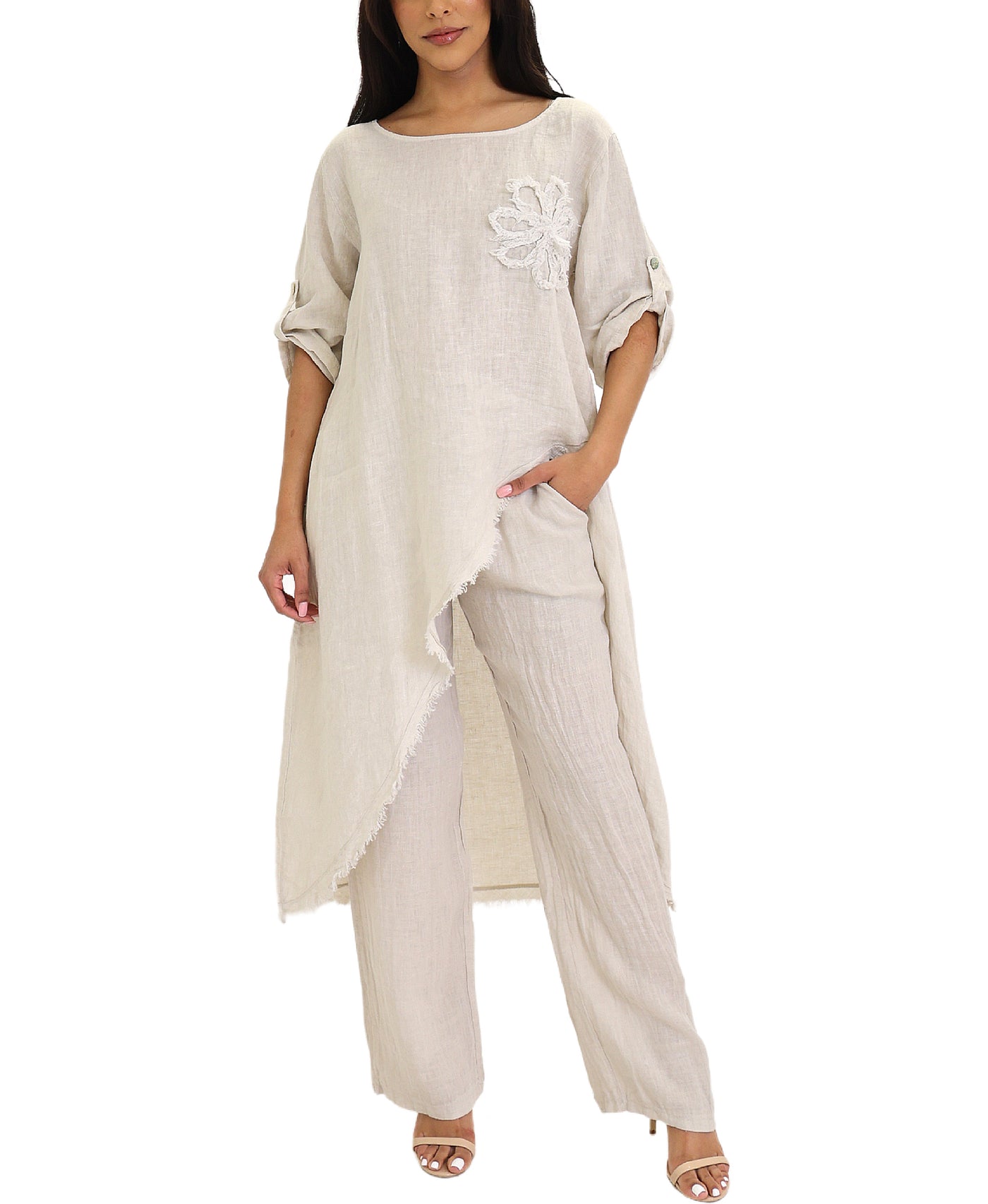 Hi-Lo Linen Tunic Top view 2