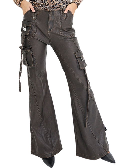 Faux Leather Cargo Pants view 1