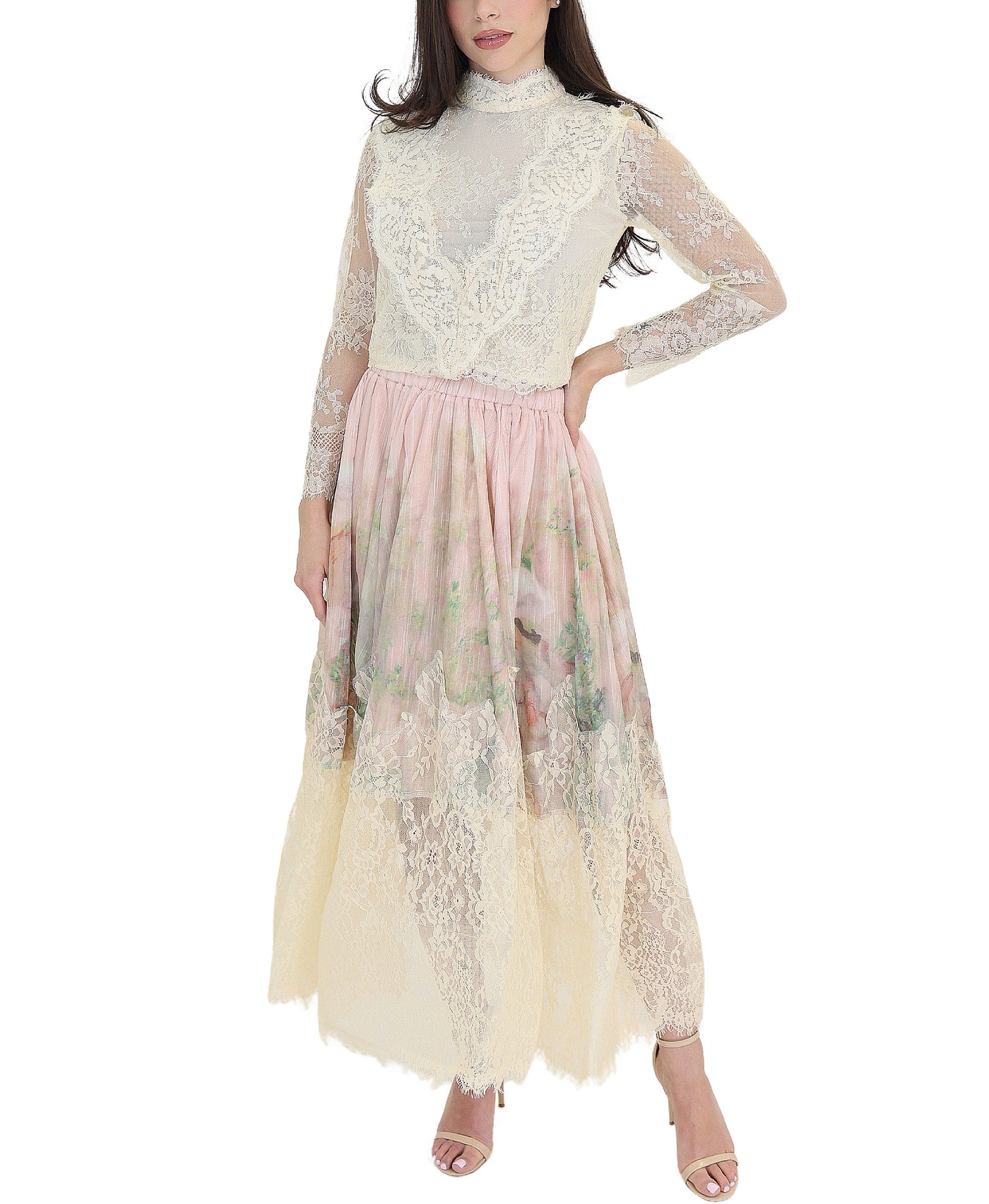 Lace Blouse & Midi Skirt Set- 2 Pc Set view 1