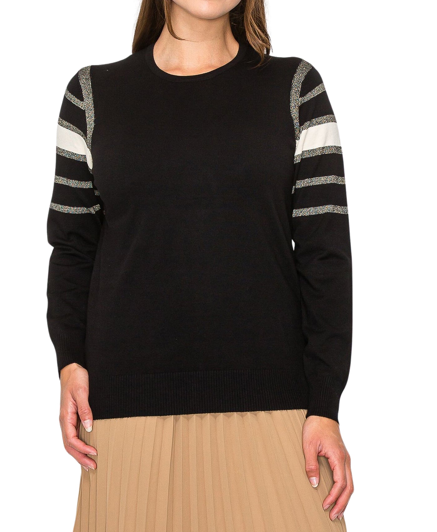 Sweater w/ Shimmer Stripes view 1