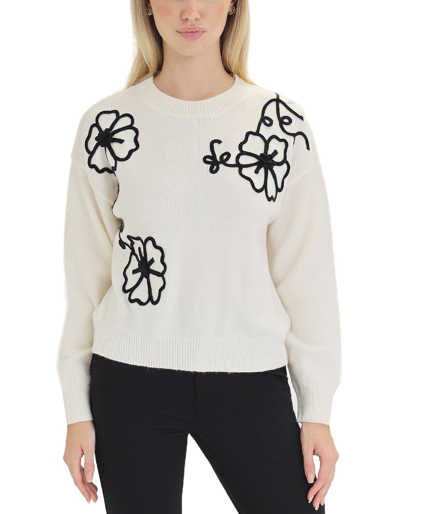 Sweater w/ Embroidered Flower view 1