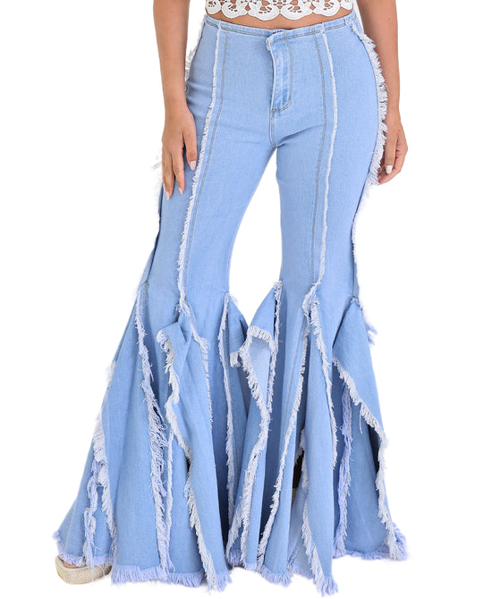 Flare Jeans w/ Frayed Detail view 1