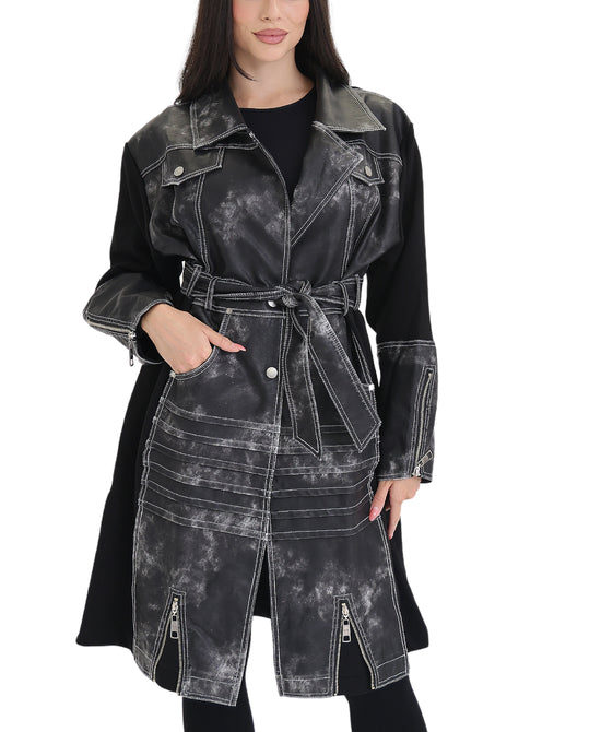 Faux Leather Trench Coat view 1