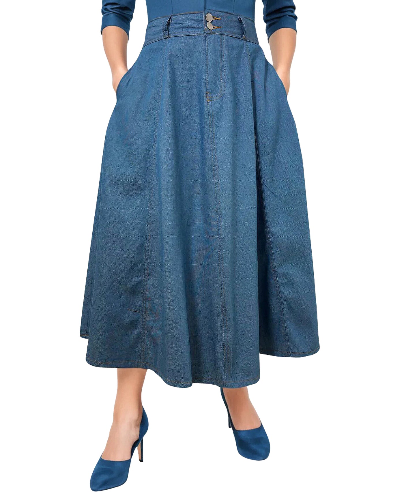 Denim Midi Skirt view 1