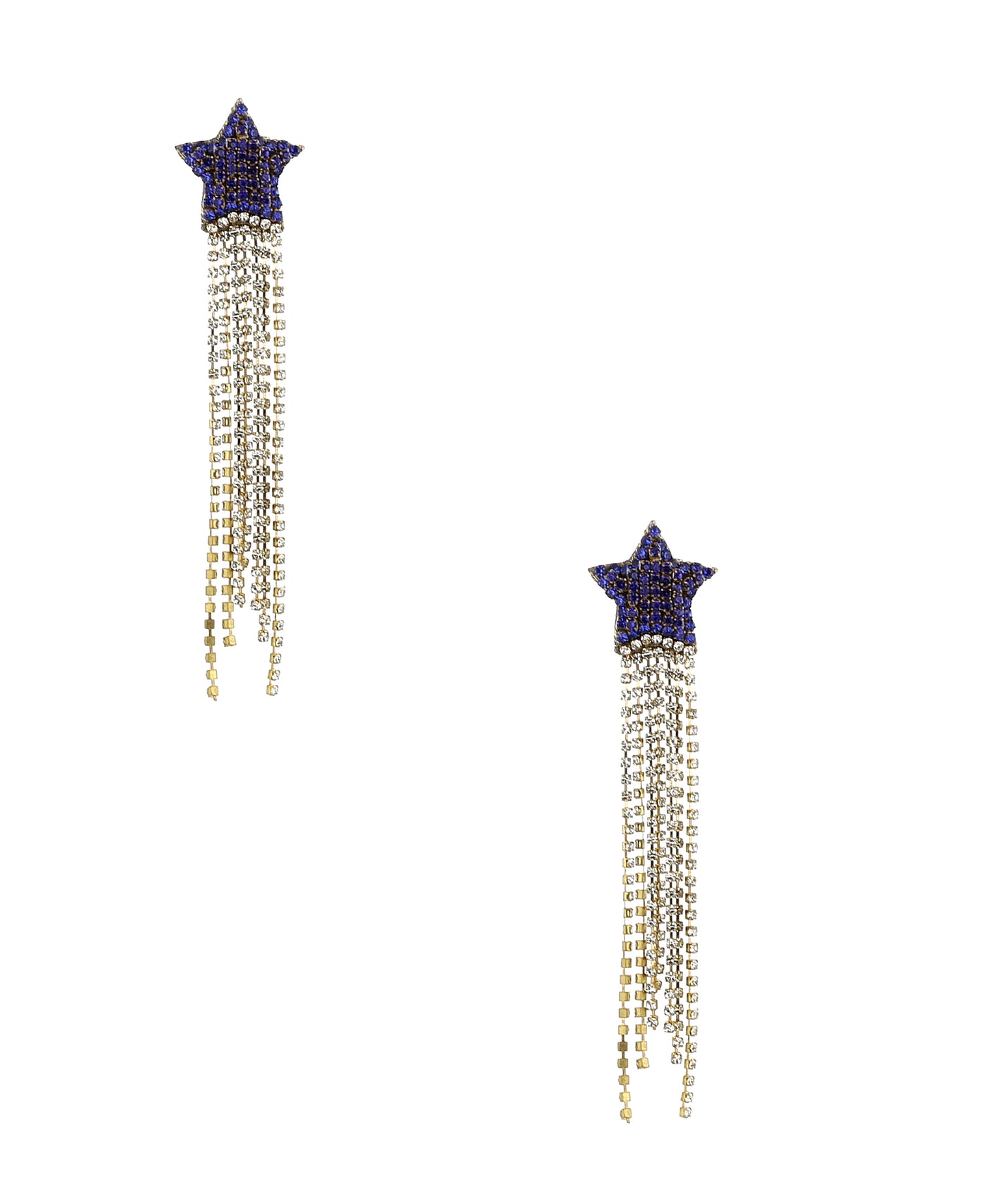 Rhinestone Star Fringe Earrings view 1