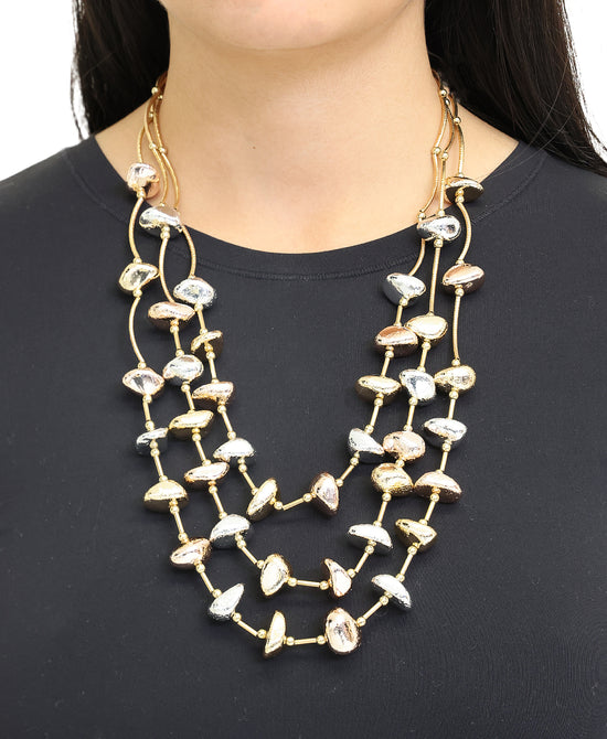 Layered Foil Beaded Necklace view 