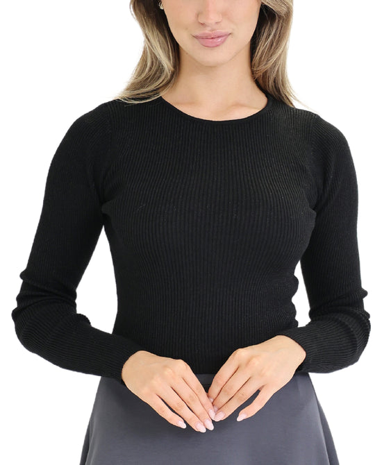 Knit Ribbed Shimmer Top view 