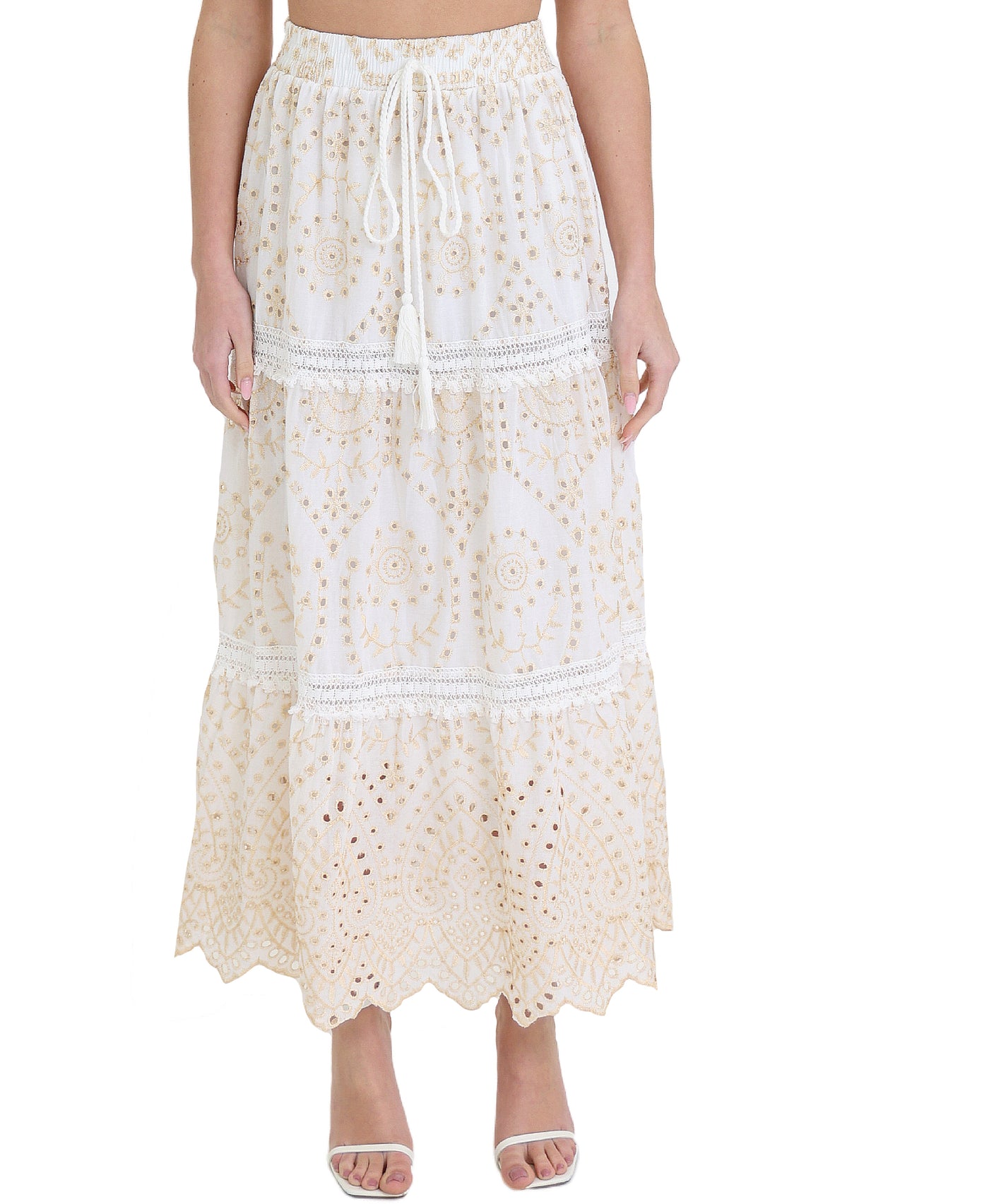 Embroidered Tiered Skirt view 1