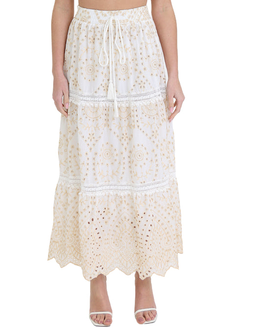 Embroidered Tiered Skirt view 1