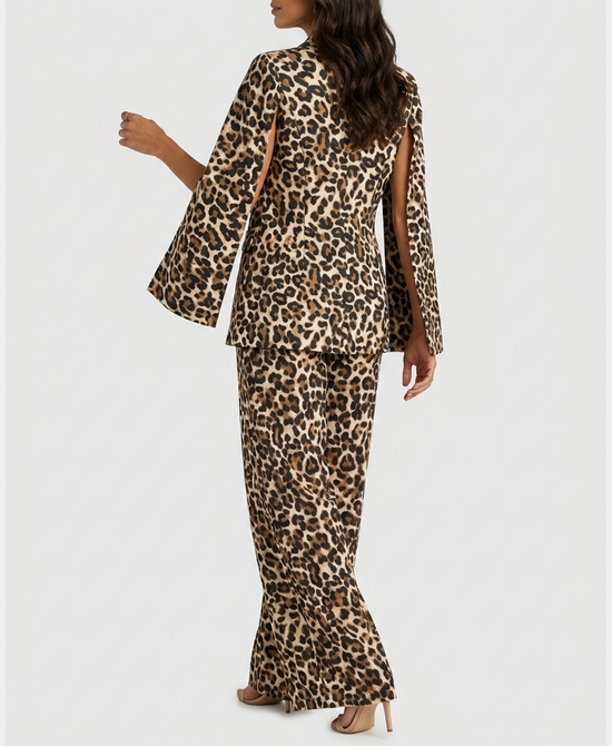 
Leopard Blazer Cape & Pant Set- 2 Pc Set in MULTI view 2