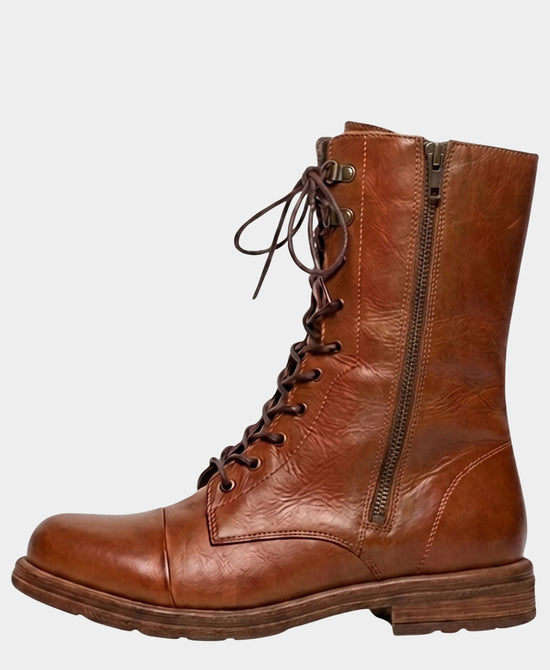 
Leather Lace Up Boot in TAN view 2