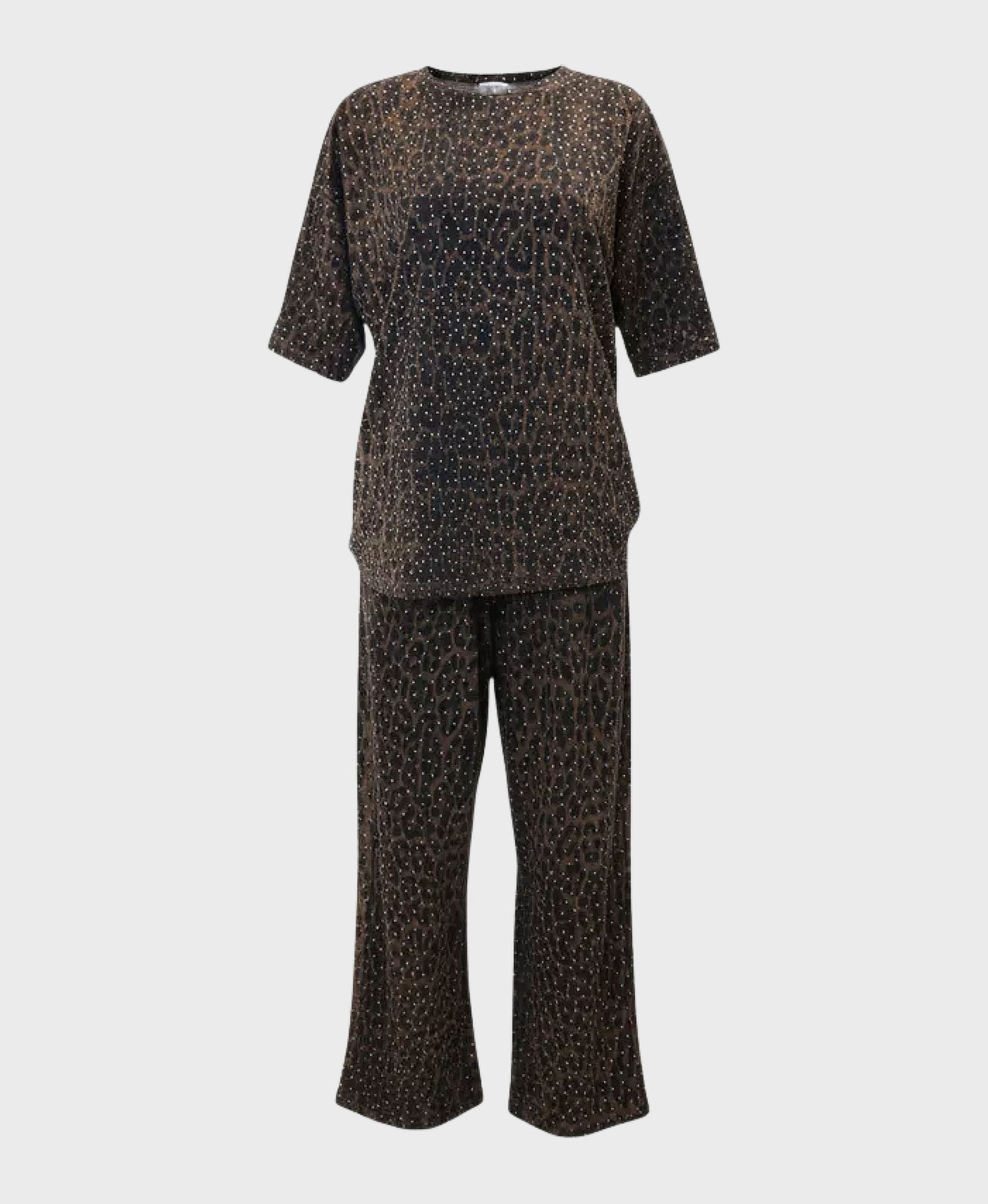 Leopard Print Tee & Pants Set w/ Crystals view 2