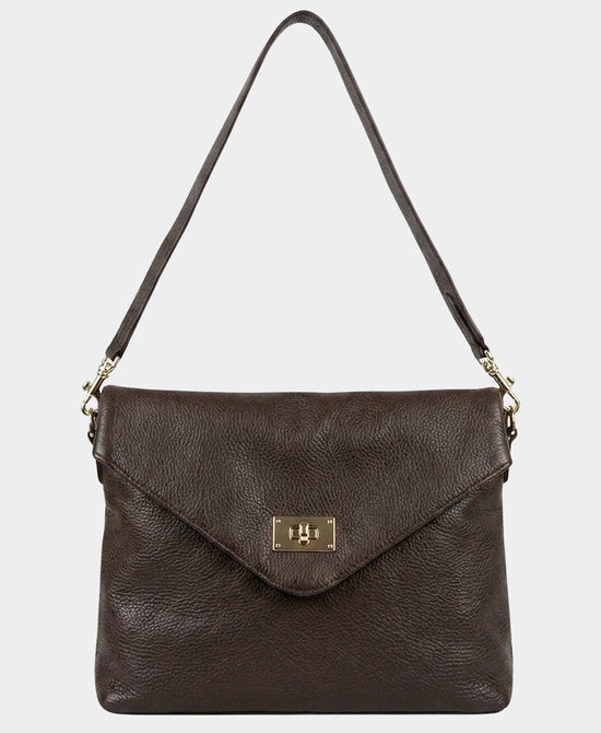 
Leather Envelope Crossbody Bag in DARK BROWN view 1
