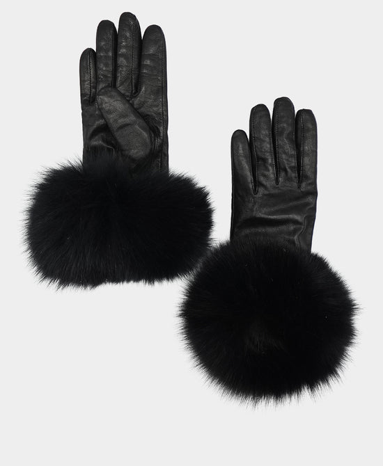 Leather Gloves w/ Fox Trim view 