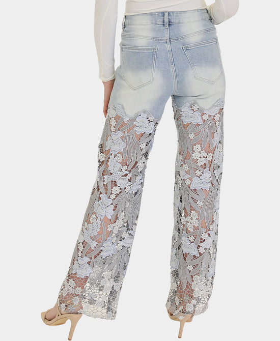 Denim & Crochet Lace Jeans view 2