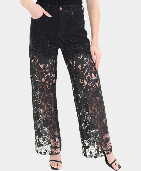 Denim & Crochet Lace Jeans view 1