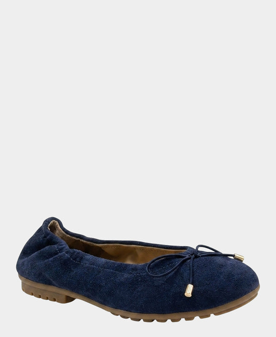 
Suede Cinched Ballet Flat w/ Bow in NAVY view 1