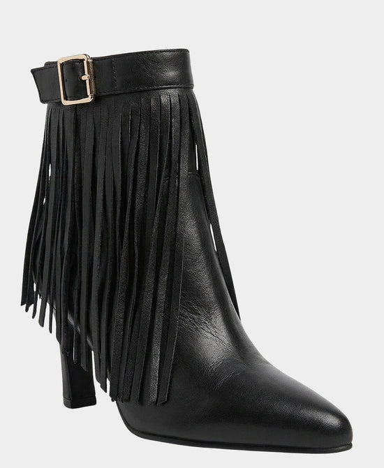 
Leather Bootie w/ Fringe in BLACK view 1