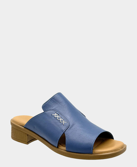 
Leather Heeled Sandal in BLUE view 1