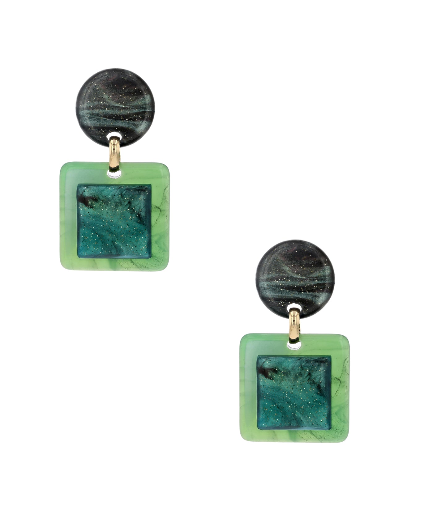 Square Resin Clip-On Drop Earrings image 1