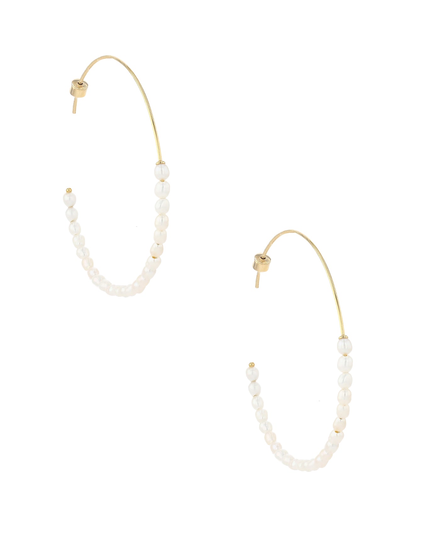 Large Half Hoop Earrings w/ Pearls image 1