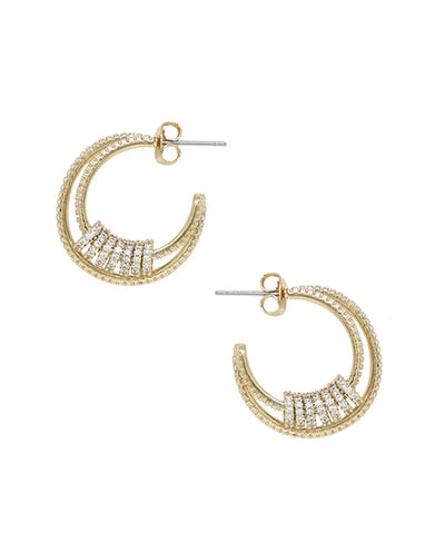 Double Strand Crystal Hoop Earrings image 2