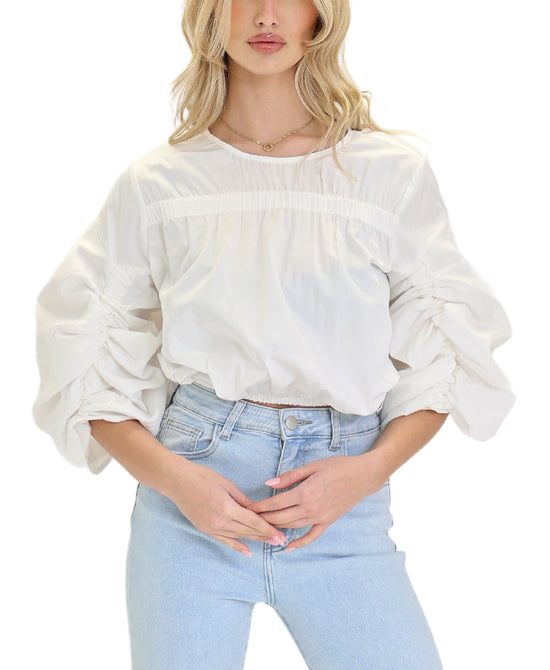 Crop Top w/ Ruched Sleeves view 1