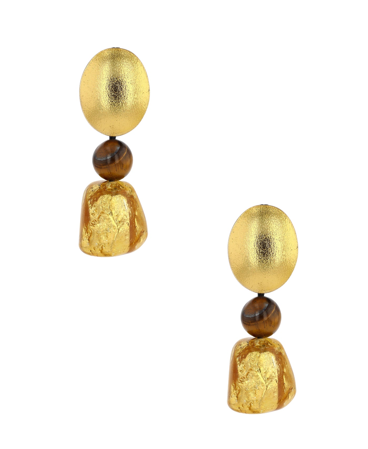Large Metallic Resin & Stone Drop Earrings image 1
