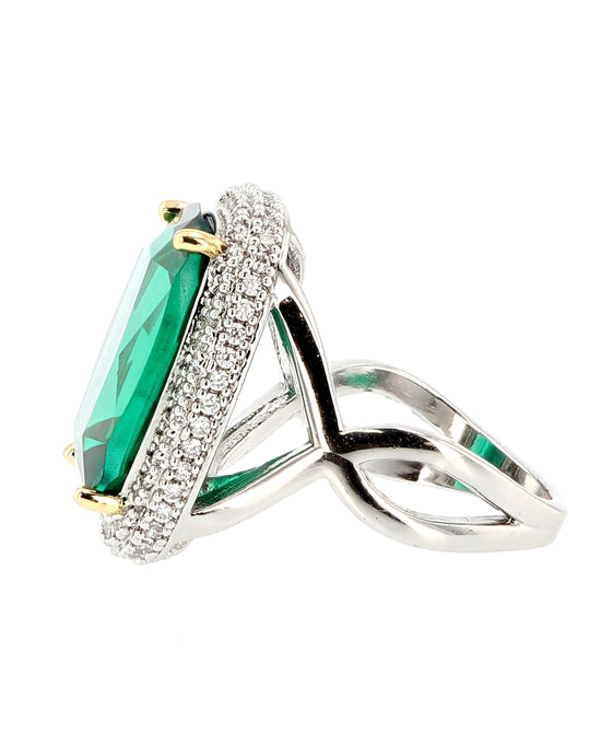 Emerald Green CZ Cocktail Ring view 2