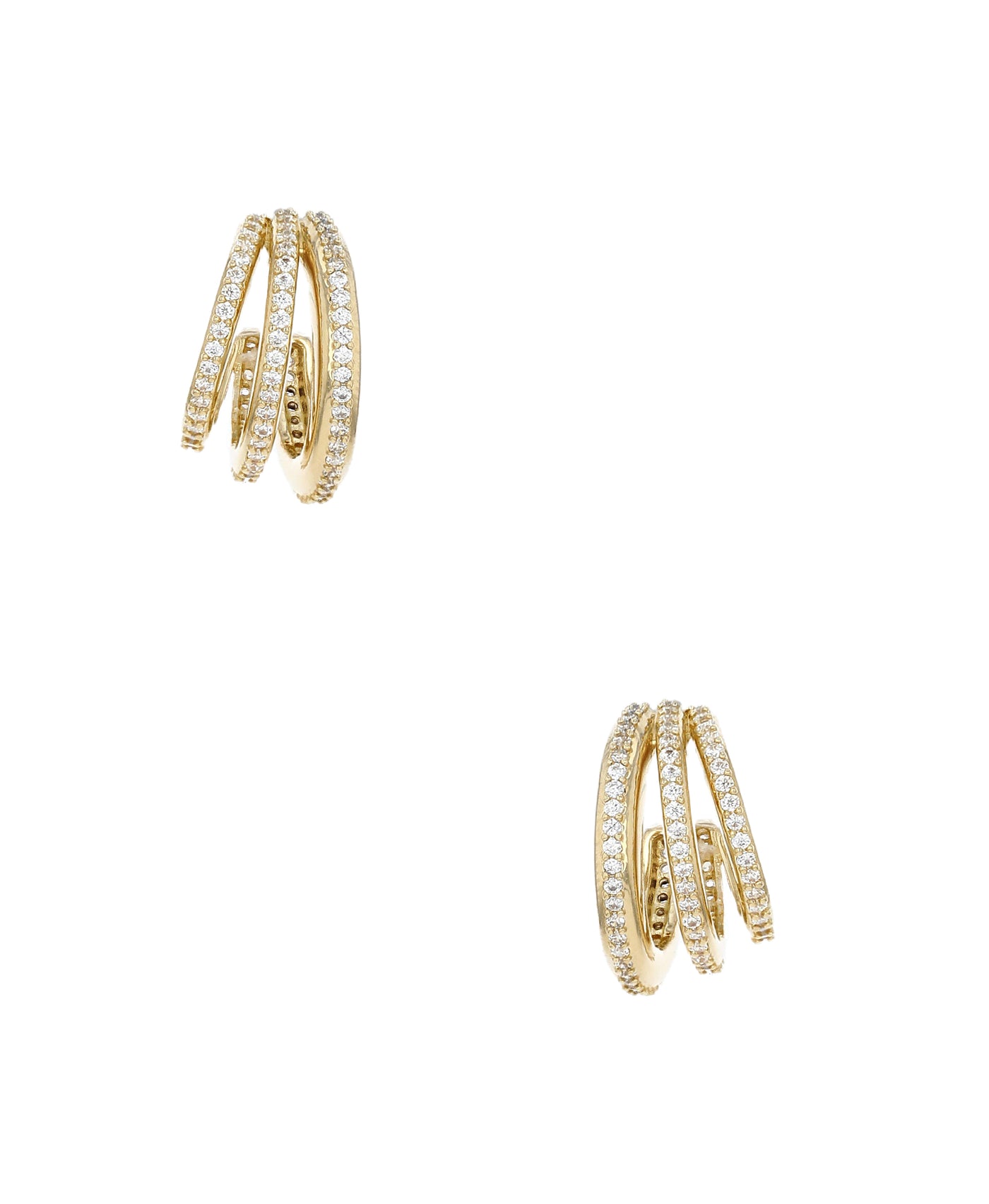 Small Triple Hoop CZ Earrings image 1