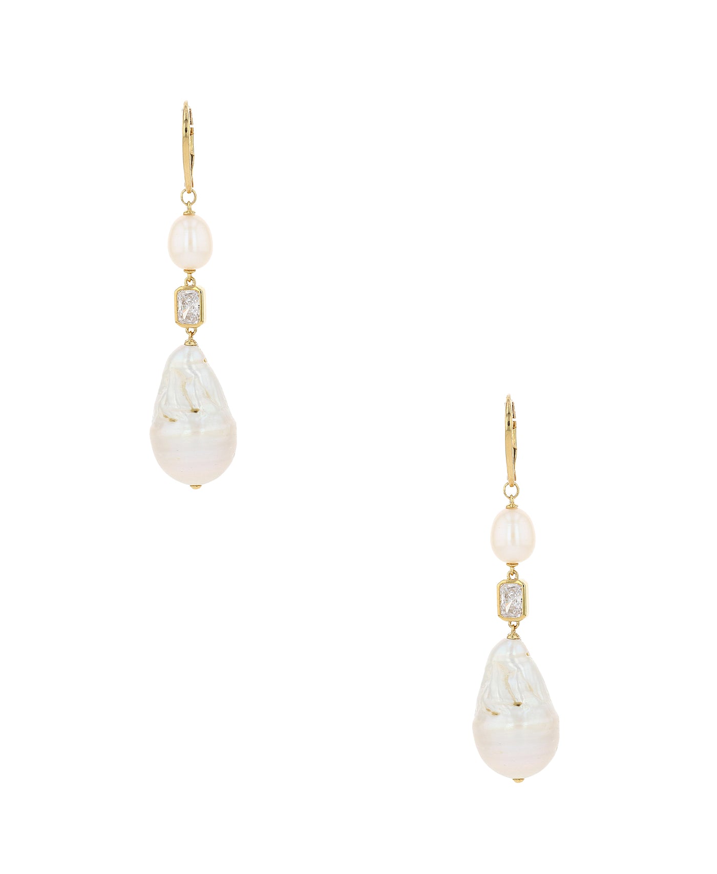 Pearl & CZ Drop Earrings image 1