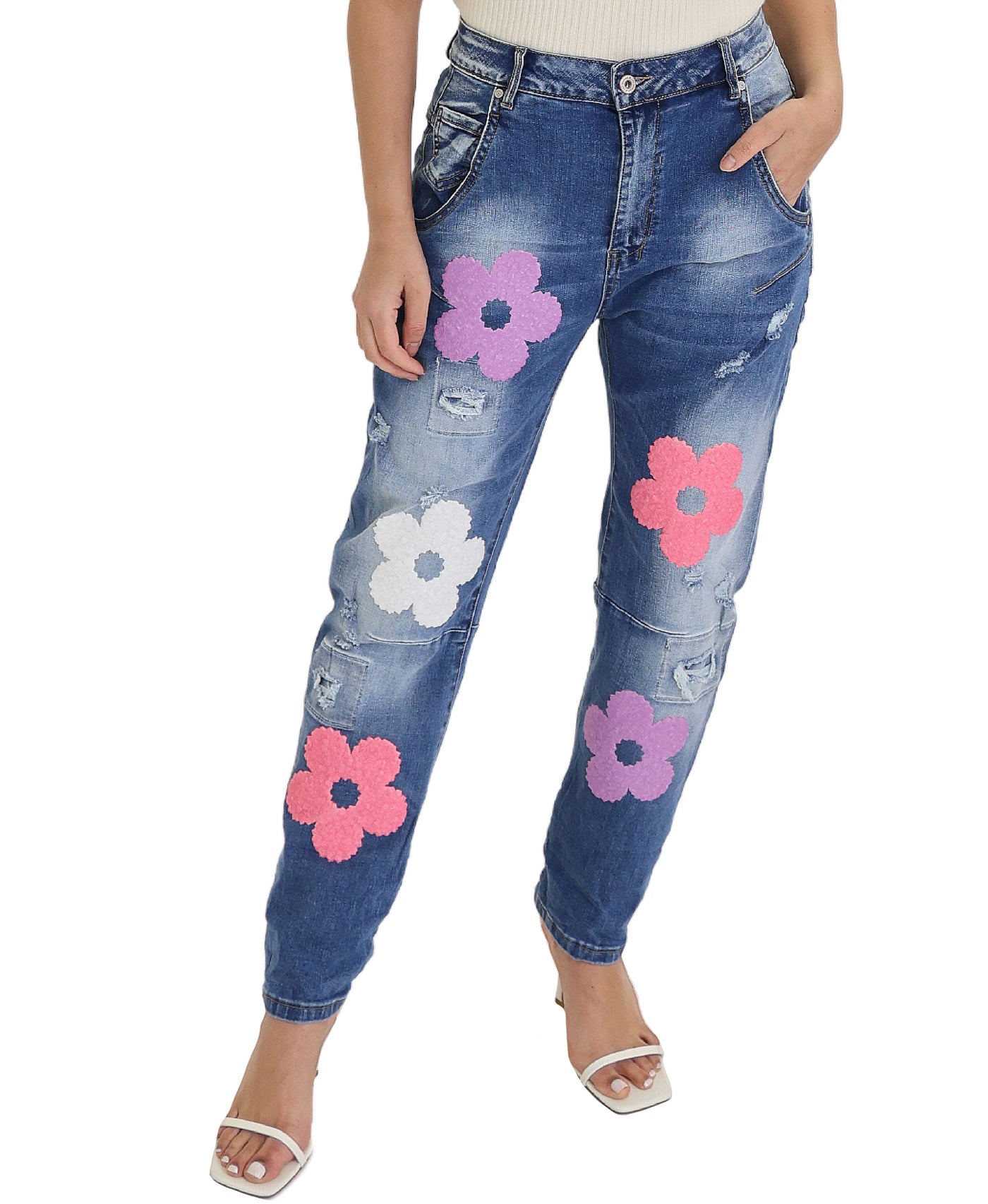 Jeans w/ Flower Detail image 1