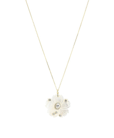 Chain Necklace w/ Pearl Flower Pendent image 1